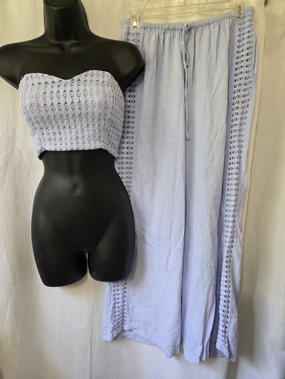 Women’s Lavender Two-Piece Crochet-Detail Set